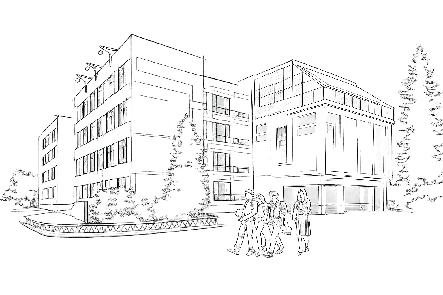 University campus illustration